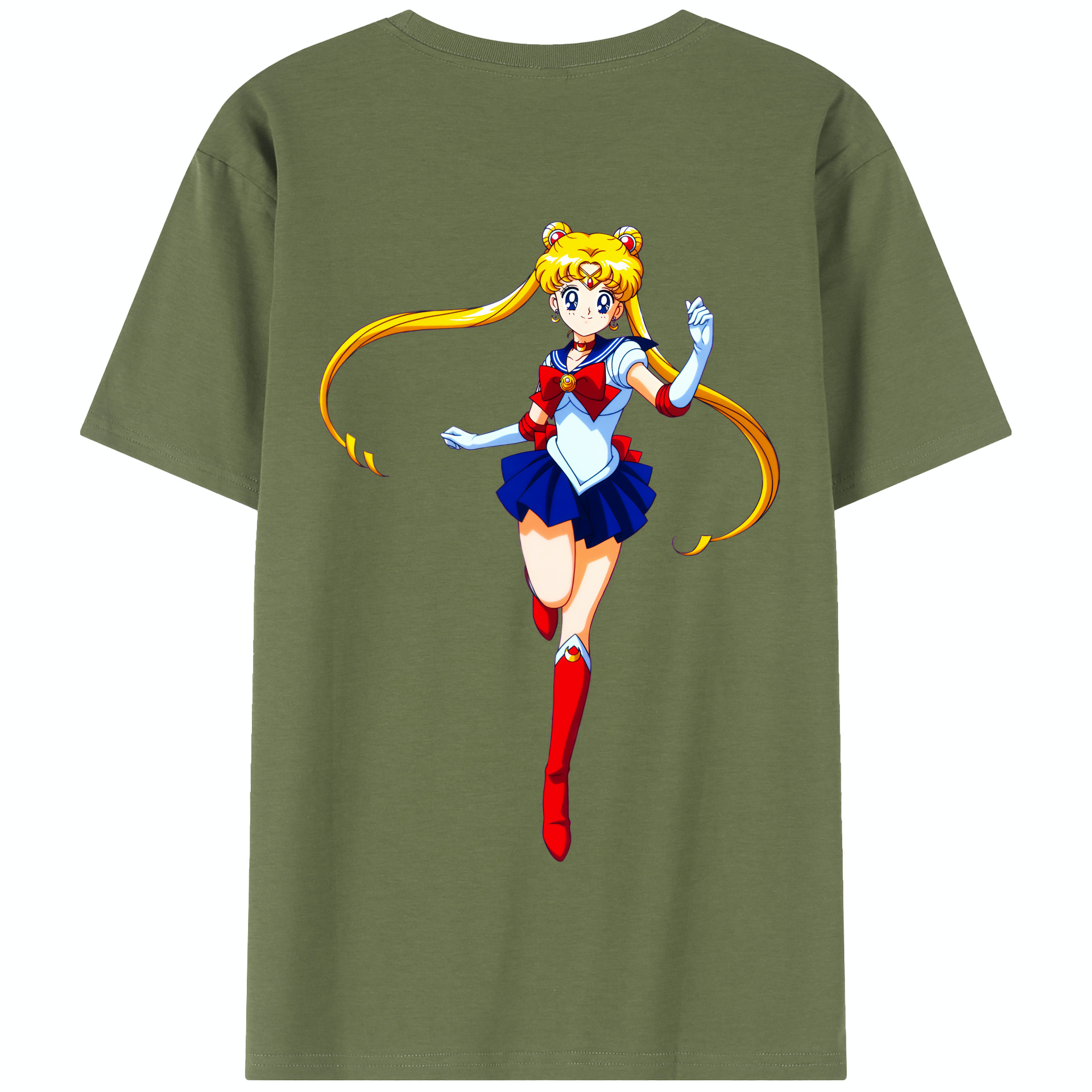 （画像用） 美少女戦士セーラームーン 月野 うさぎ つきの うさぎ Sailor Moon Tsukino Usagi 綿100％半袖Tシャツ（背面プリント）